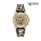 Guess 40th Anniversary Special Edition Ladies Leopard Gold Tone Multi-function Watch