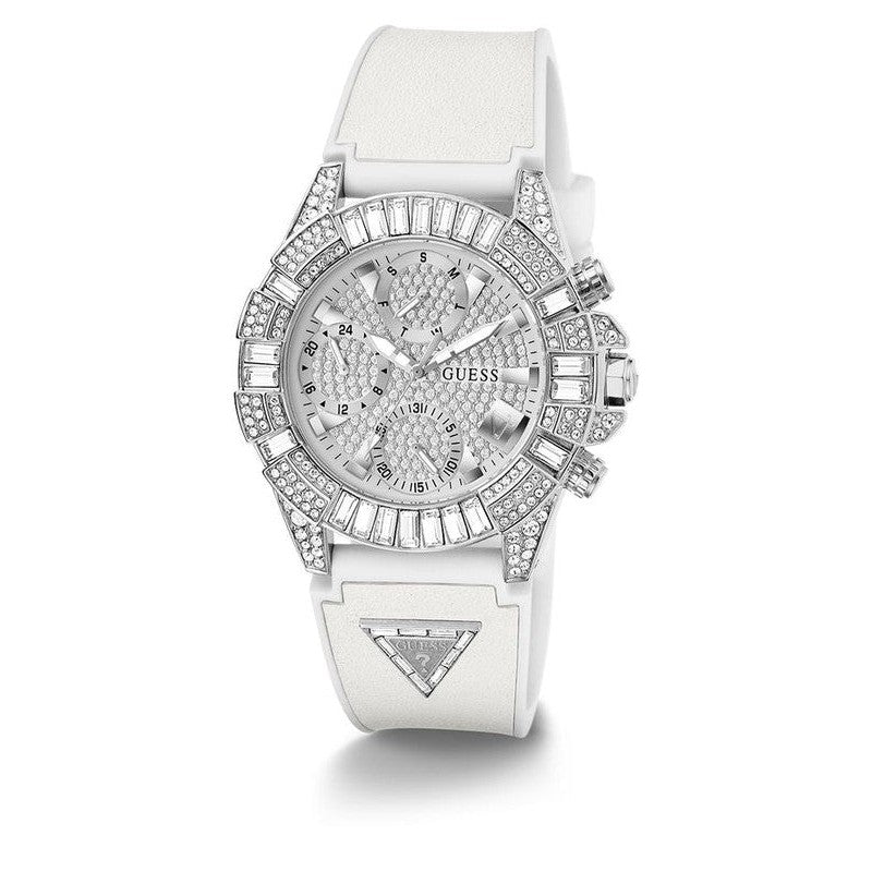 Guess 40th Anniversary Special Edition Ladies White Silver Tone Multi-function Watch