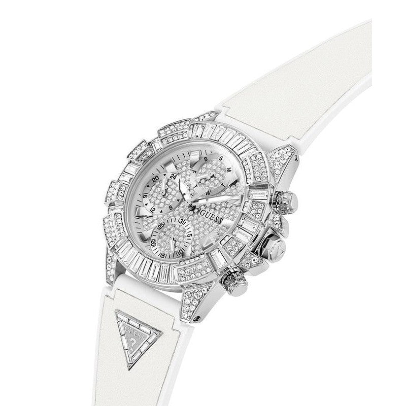 Guess 40th Anniversary Special Edition Ladies White Silver Tone Multi-function Watch