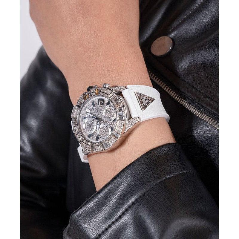 Guess 40th Anniversary Special Edition Ladies White Silver Tone Multi-function Watch