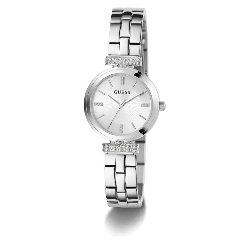 Guess Array Silver Dial Analogue Watch