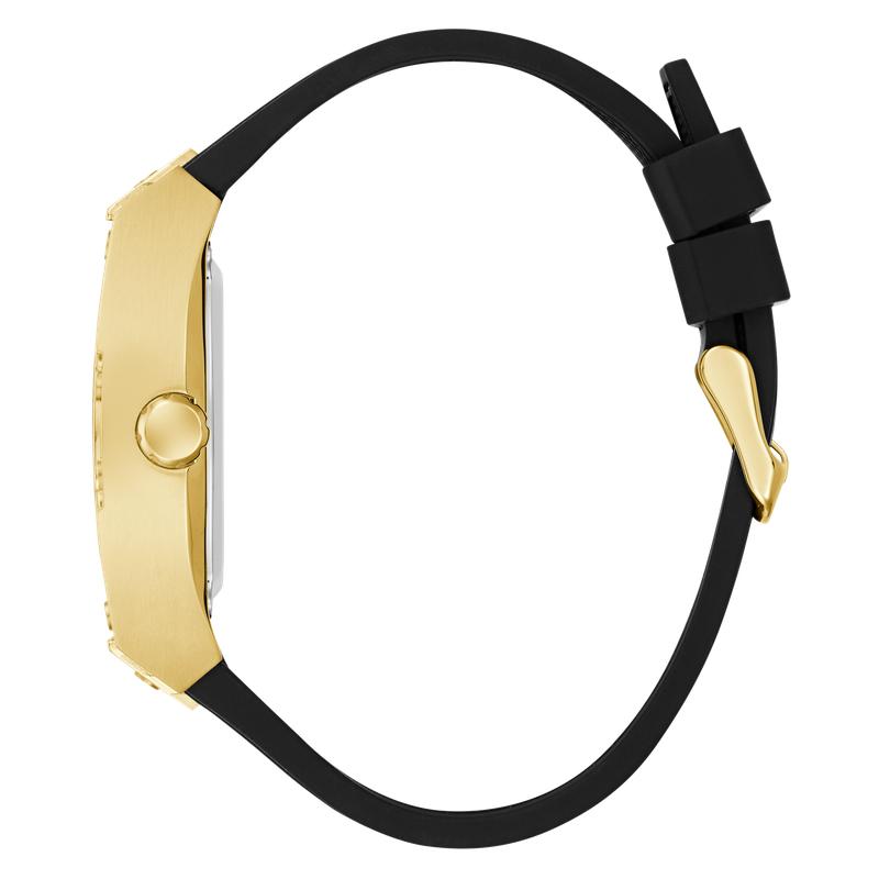 Guess Black Gold Tone Automatic Watch with Silicone Strap