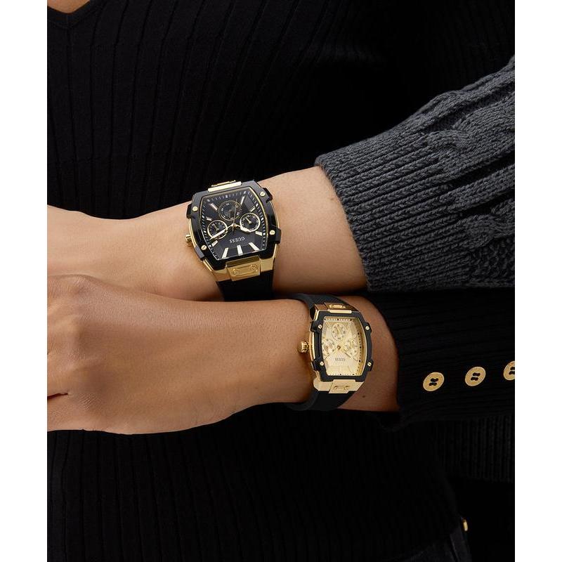 Guess Black Gold Tone Multi-Function Stainless Steel Watch