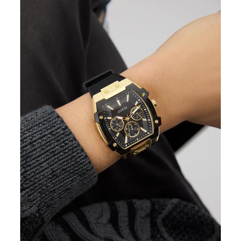 Guess Black Gold Tone Multi-Function Stainless Steel Watch