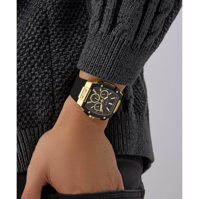Guess Black Gold Tone Multi-Function Stainless Steel Watch