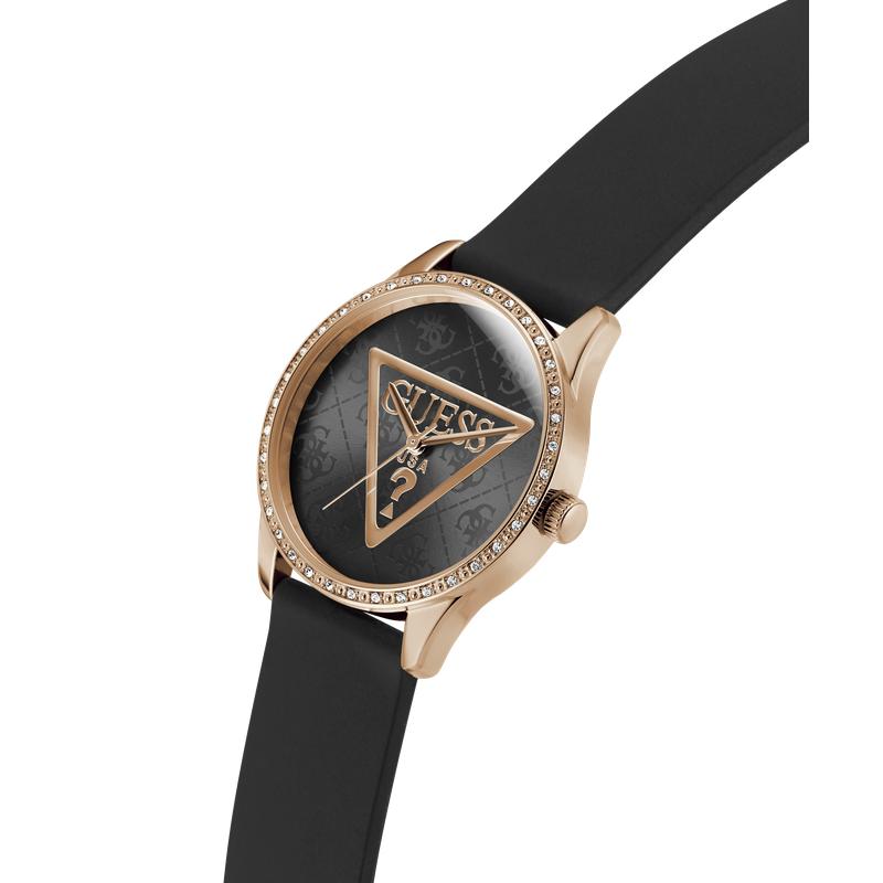 Guess Black Rose Gold Analog Watch with Silicone Strap