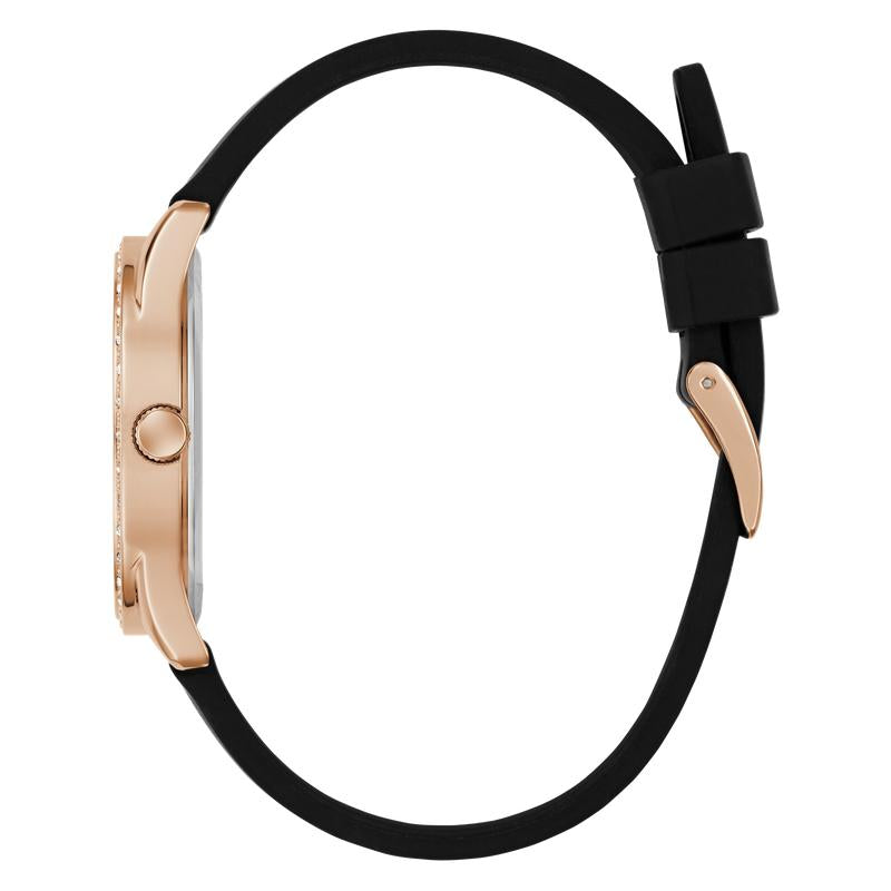 Guess Black Rose Gold Analog Watch with Silicone Strap