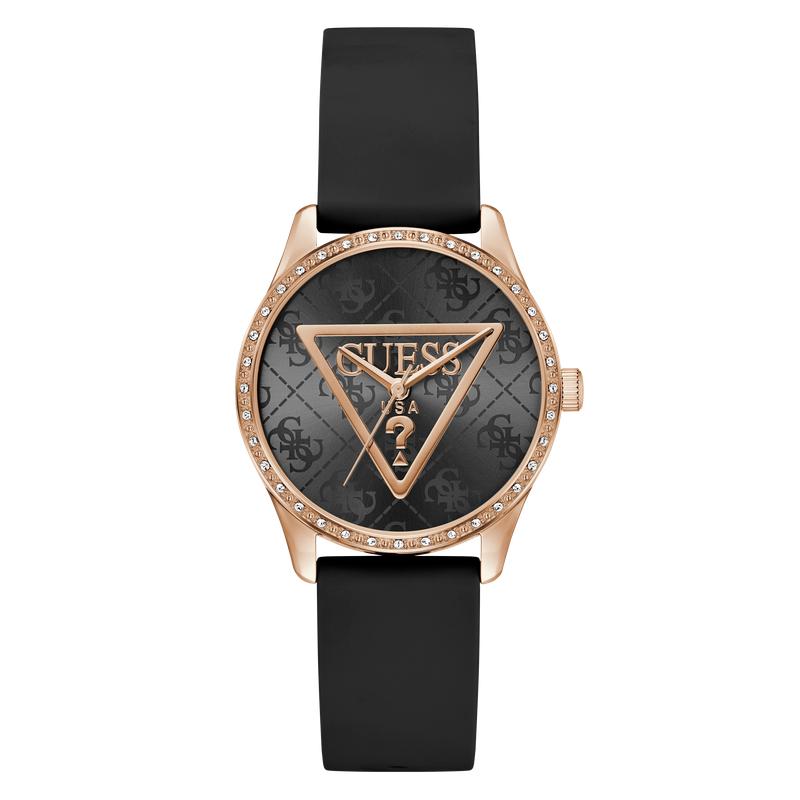 Guess Black Rose Gold Analog Watch with Silicone Strap
