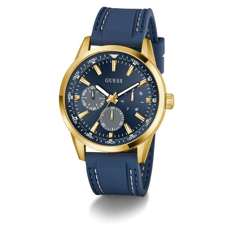 Guess Blue Gold-Tone Multi-Function Sport Watch