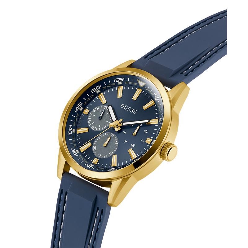 Guess Blue Gold-Tone Multi-Function Sport Watch
