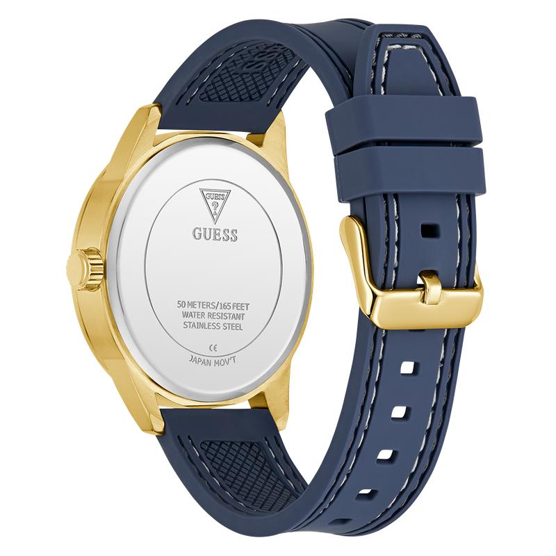 Guess Blue Gold-Tone Multi-Function Sport Watch