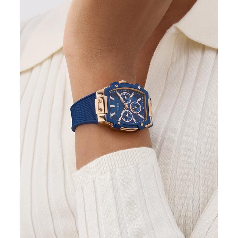 Guess Blue Rose Gold Multi-Function Watch