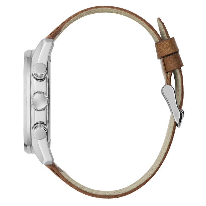 Guess Brown Leather Strap Blue Dial Multi-Function Watch