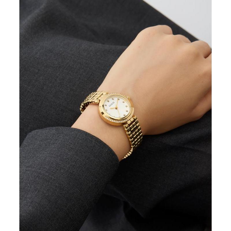 Guess Clara Gold‑Tone Watch with Crystal Dial