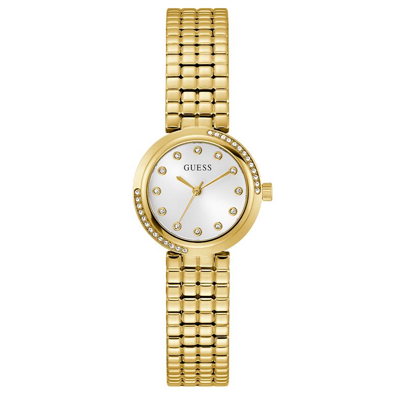 Guess Clara Gold‑Tone Watch with Crystal Dial