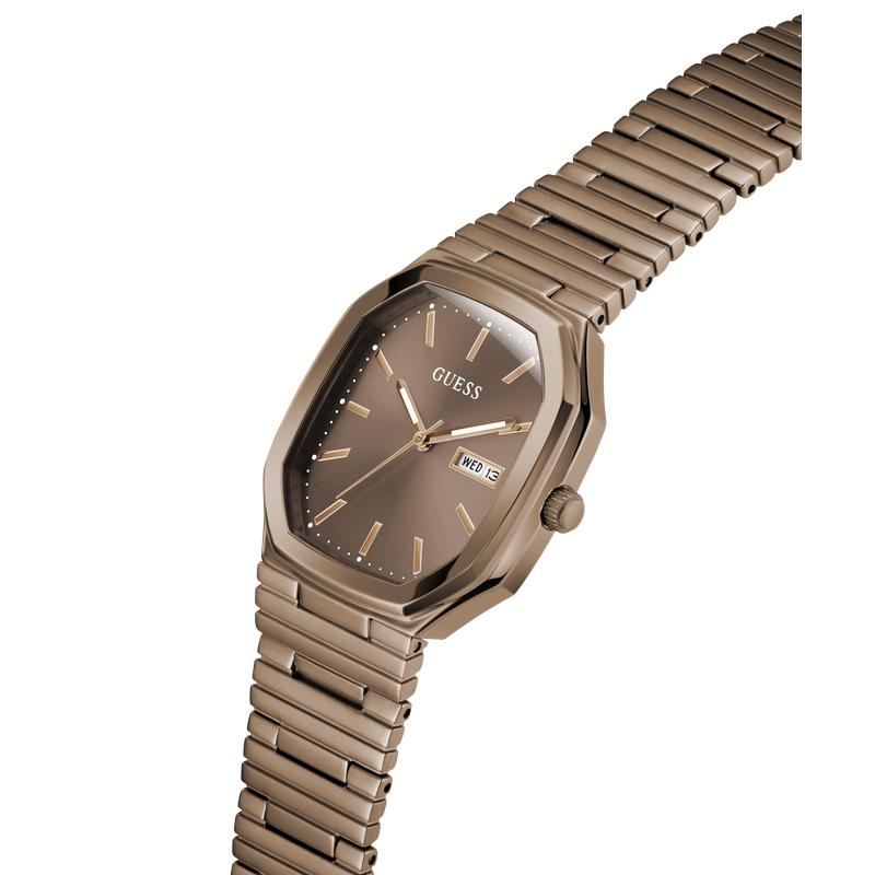 Guess Coffee Date Watch with Bronze Sunray Dial