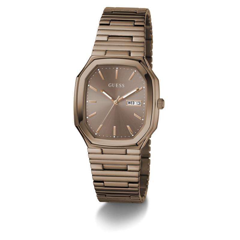 Guess Coffee Date Watch with Bronze Sunray Dial