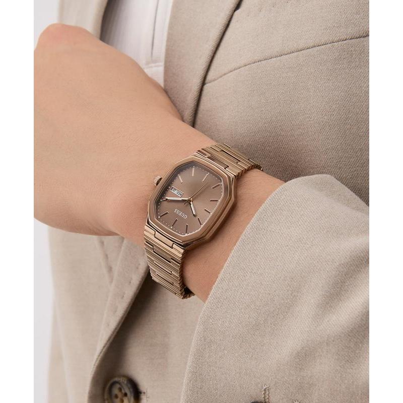 Guess Coffee Date Watch with Bronze Sunray Dial