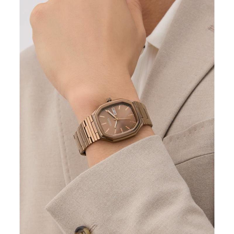 Guess Coffee Date Watch with Bronze Sunray Dial