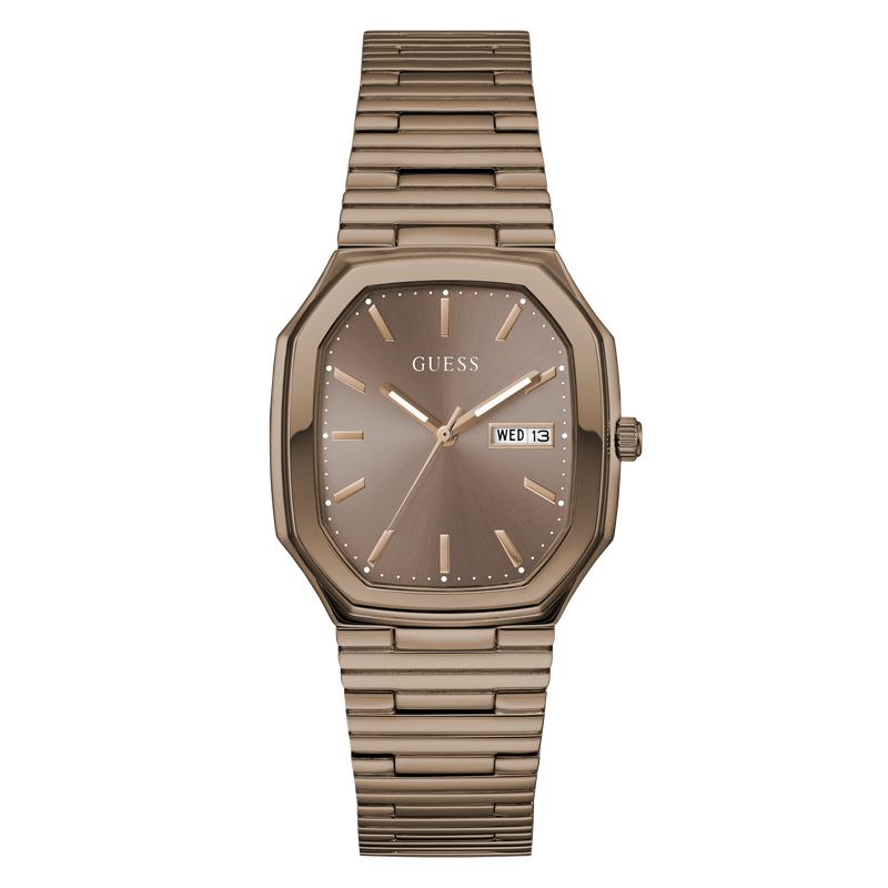 Guess Coffee Date Watch with Bronze Sunray Dial