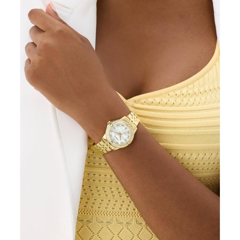 Guess Colette Gold Tone Ladies Analog Watch with Mother‑of‑Pearl Dial