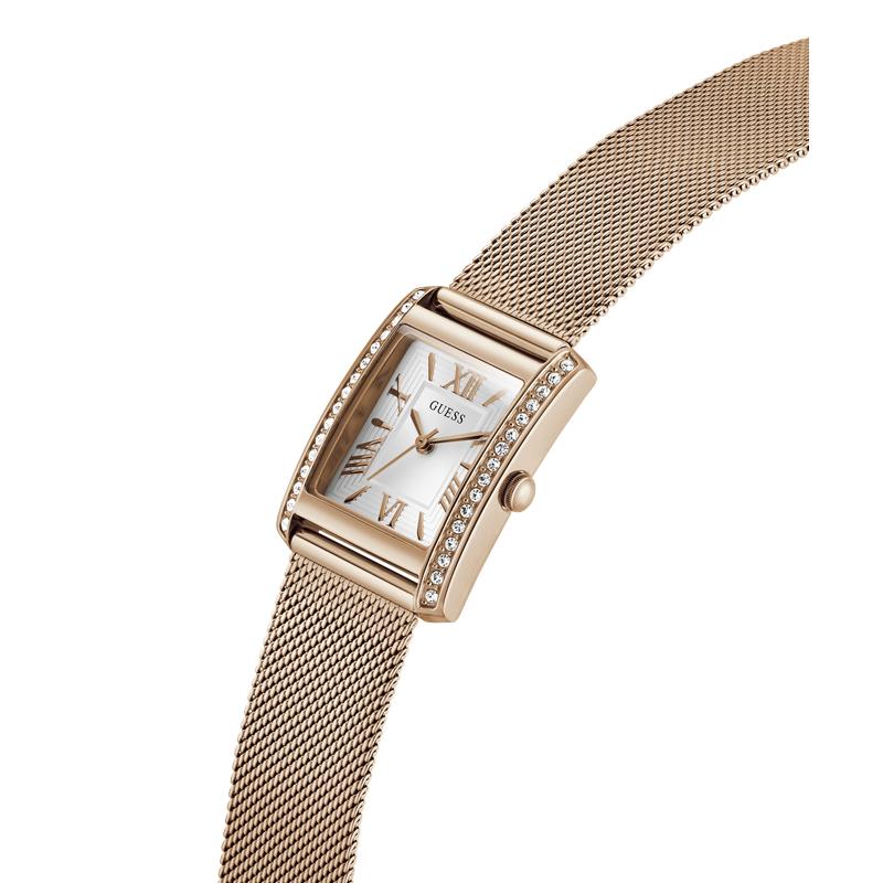 Guess Elegant Rose Gold Tone Analog Watch with Mesh Bracelet