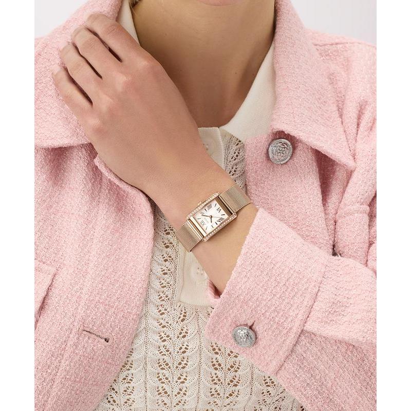 Guess Elegant Rose Gold Tone Analog Watch with Mesh Bracelet