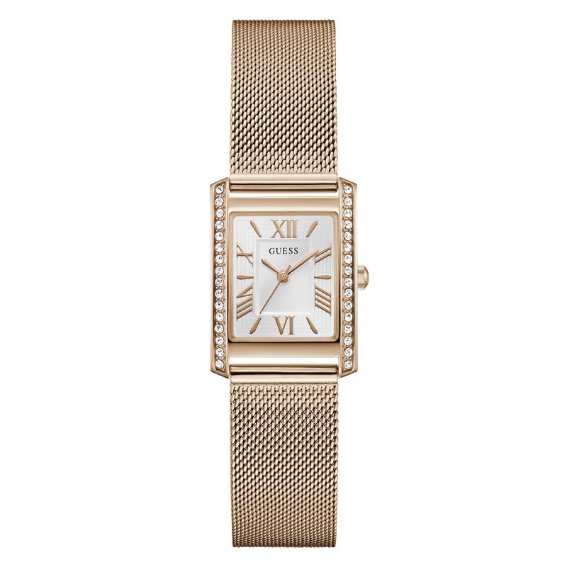 Guess Elegant Rose Gold Tone Analog Watch with Mesh Bracelet