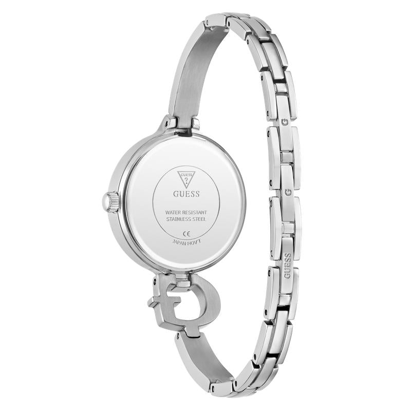 Guess Giselle Silver Tone Analog Watch with Crystal Bezel