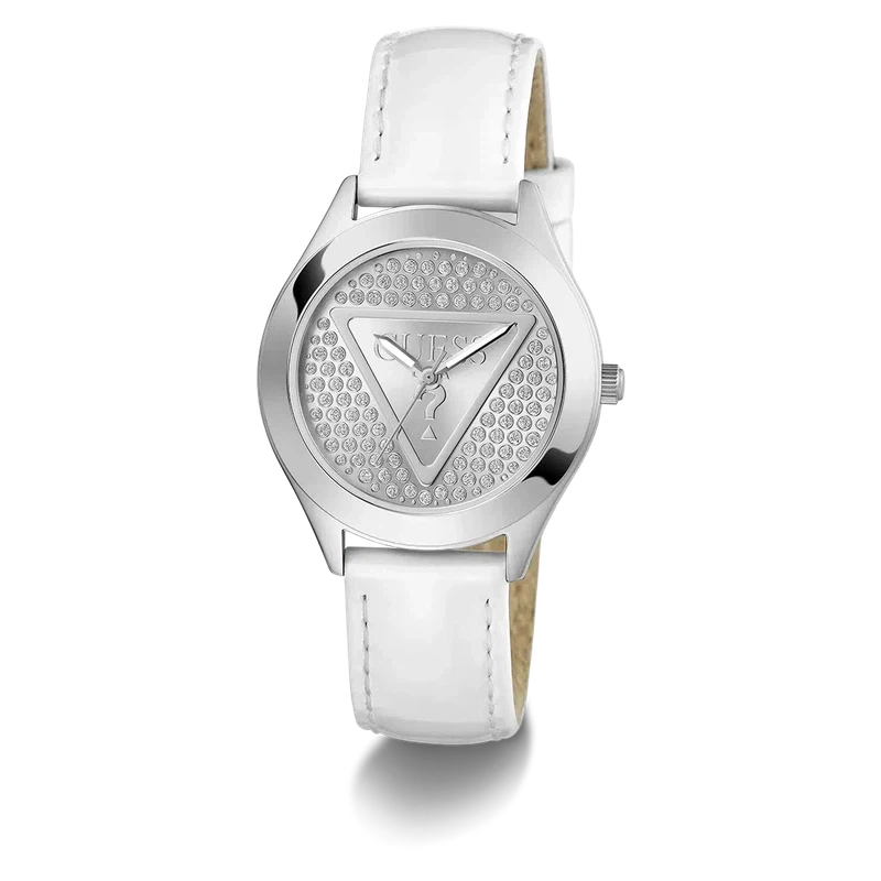 Guess Glitz Plaque Silver Dial Analogue Watch