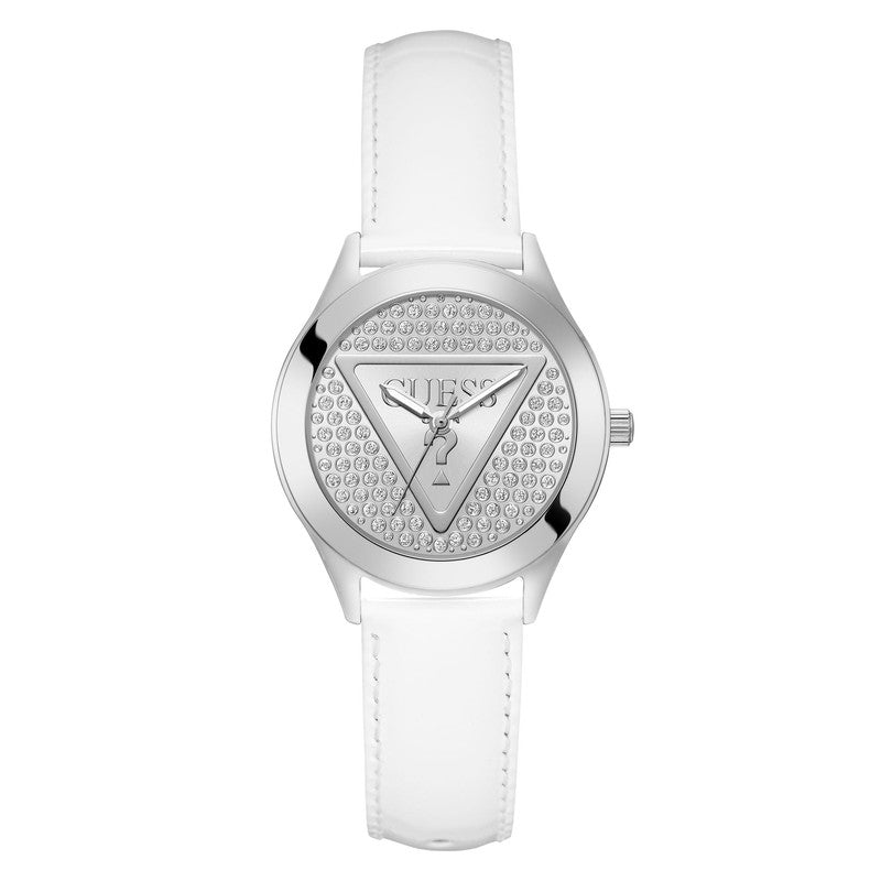 Guess Glitz Plaque Silver Dial Analogue Watch