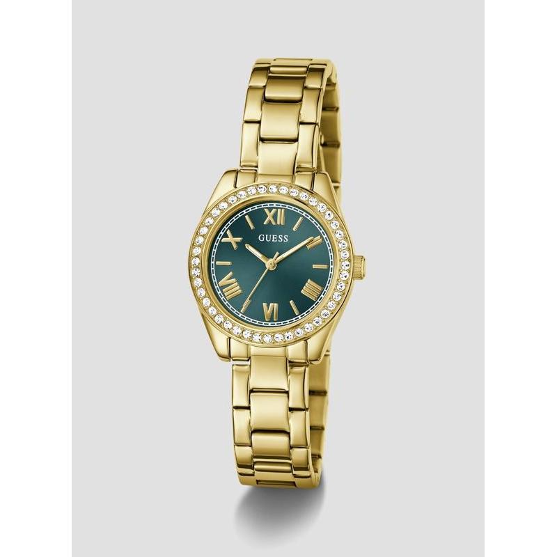 Guess Gold Mini Luna Women's Watch with Green Dial