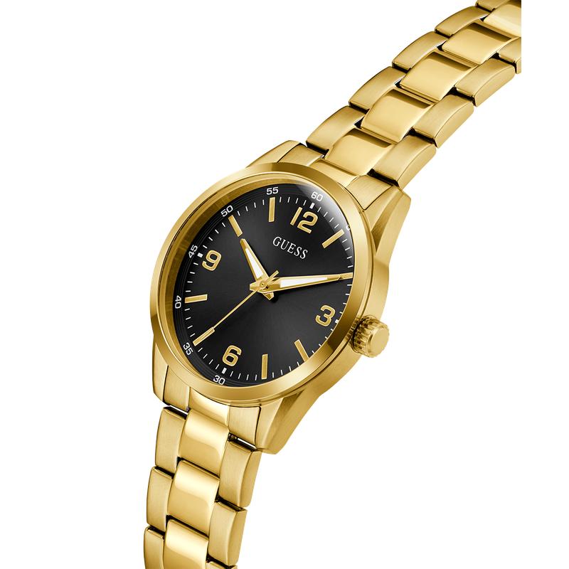 Guess Gold Tone Black Dial Quartz Analog Watch