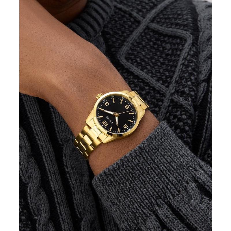 Guess Gold Tone Black Dial Quartz Analog Watch