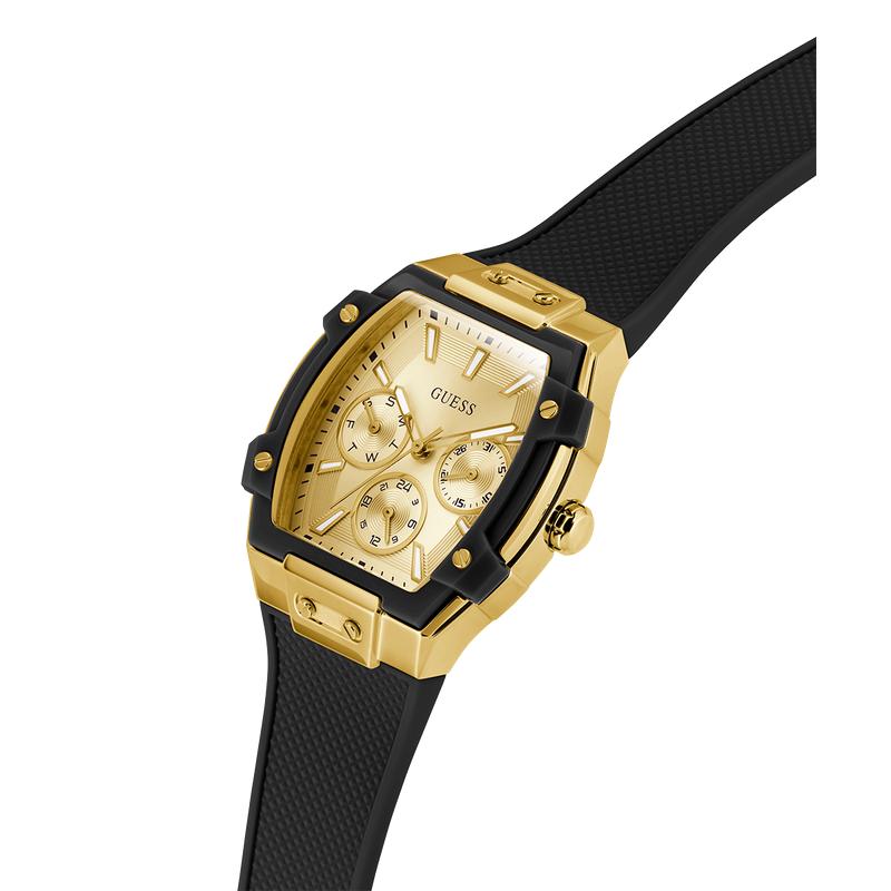 Guess Gold-Tone Black Strap Multi-Function Watch