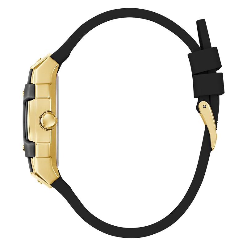 Guess Gold-Tone Black Strap Multi-Function Watch