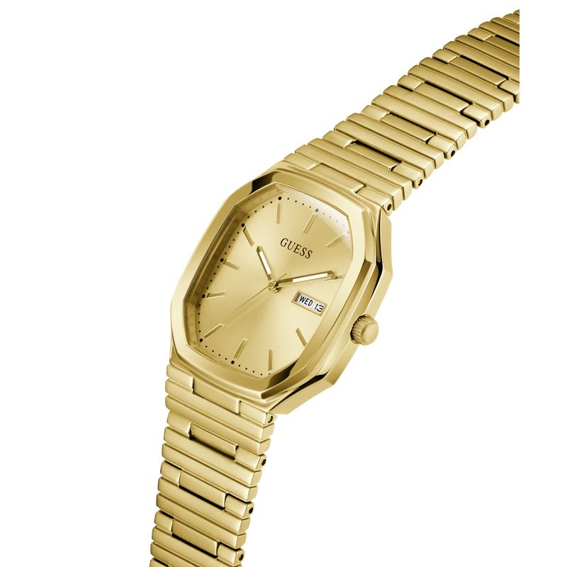 Guess Gold Tone Date Watch with Rectangular Dial