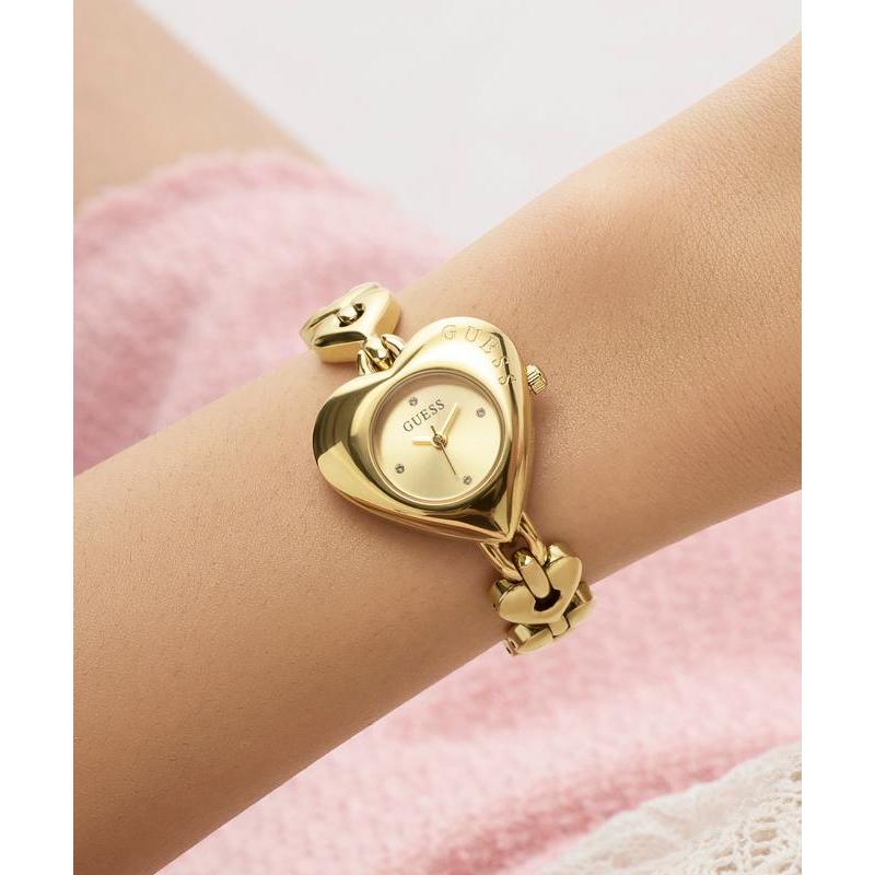 Guess Gold Tone Heart-Shaped Ladies Analog Watch
