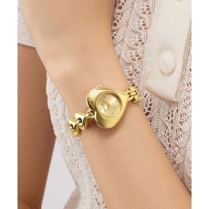 Guess Gold Tone Heart-Shaped Ladies Analog Watch