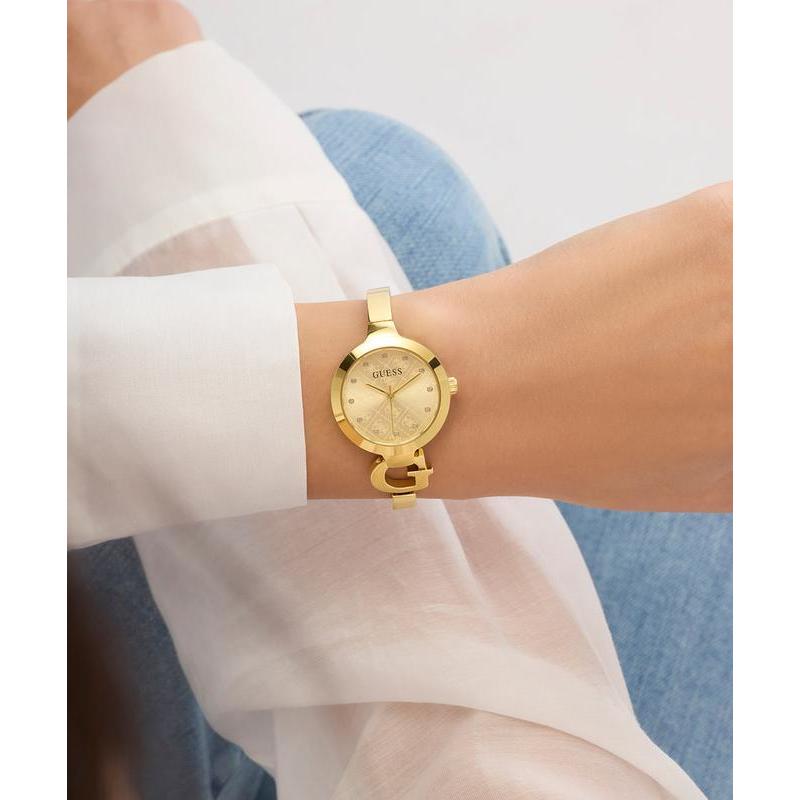 Guess Gold Tone Ladies Analog Watch Gift Set - Interchangeable Bezel