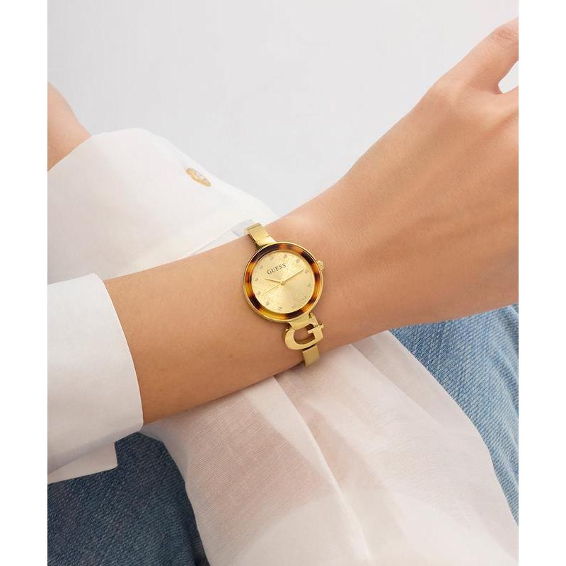 Guess Gold Tone Ladies Analog Watch Gift Set - Interchangeable Bezel