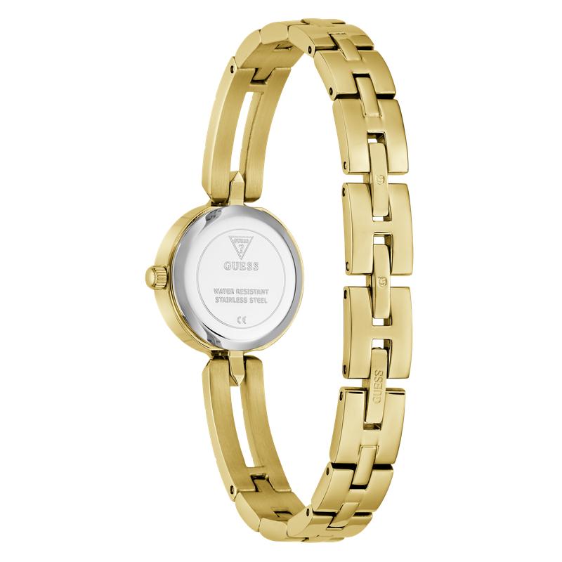 Guess Gold Tone Ladies Analog Watch with Crystal-Studded Bracelet