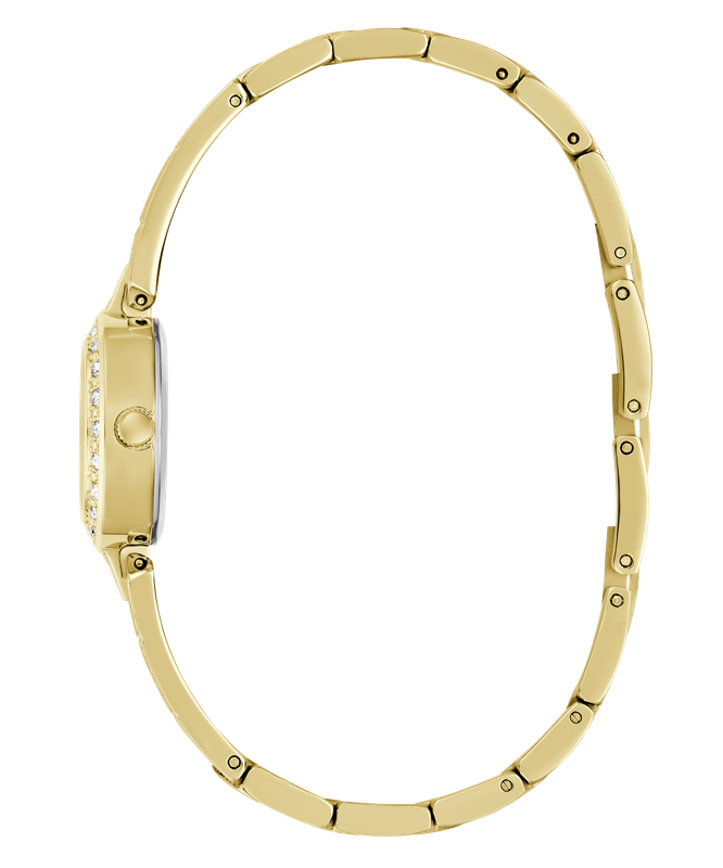 Guess Gold Tone Ladies Analog Watch with Crystal-Studded Bracelet
