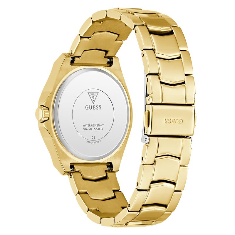 Guess Gold Tone Multi-Function Quartz Watch with Diamond Accents