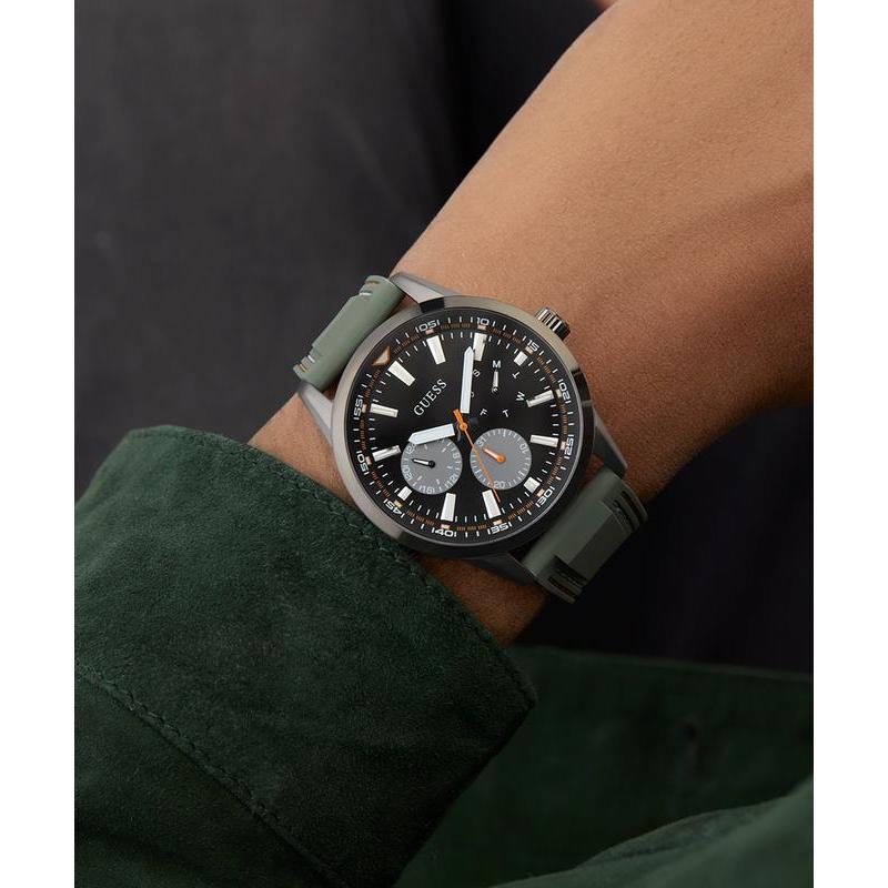 Guess Green Gunmetal Multi-Function Sport Stylish Watch