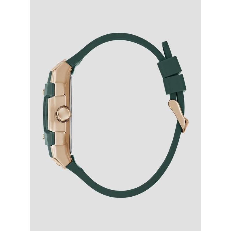 Guess Green Phoenix Men's Watch with Rose Gold Accents