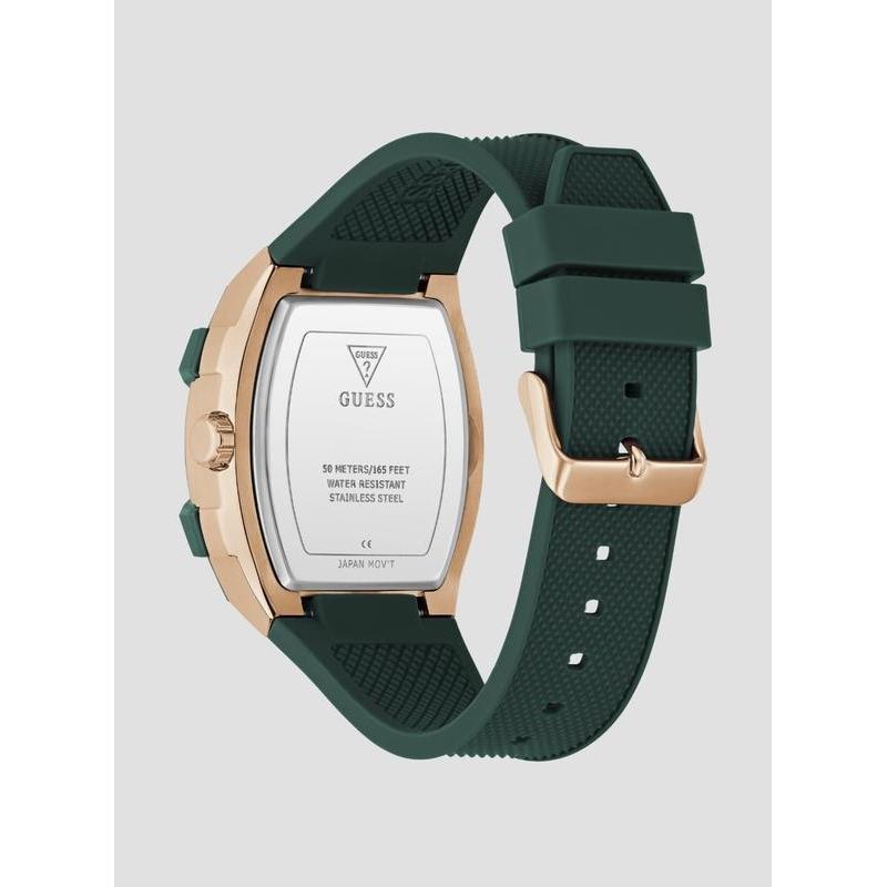 Guess Green Phoenix Men's Watch with Rose Gold Accents
