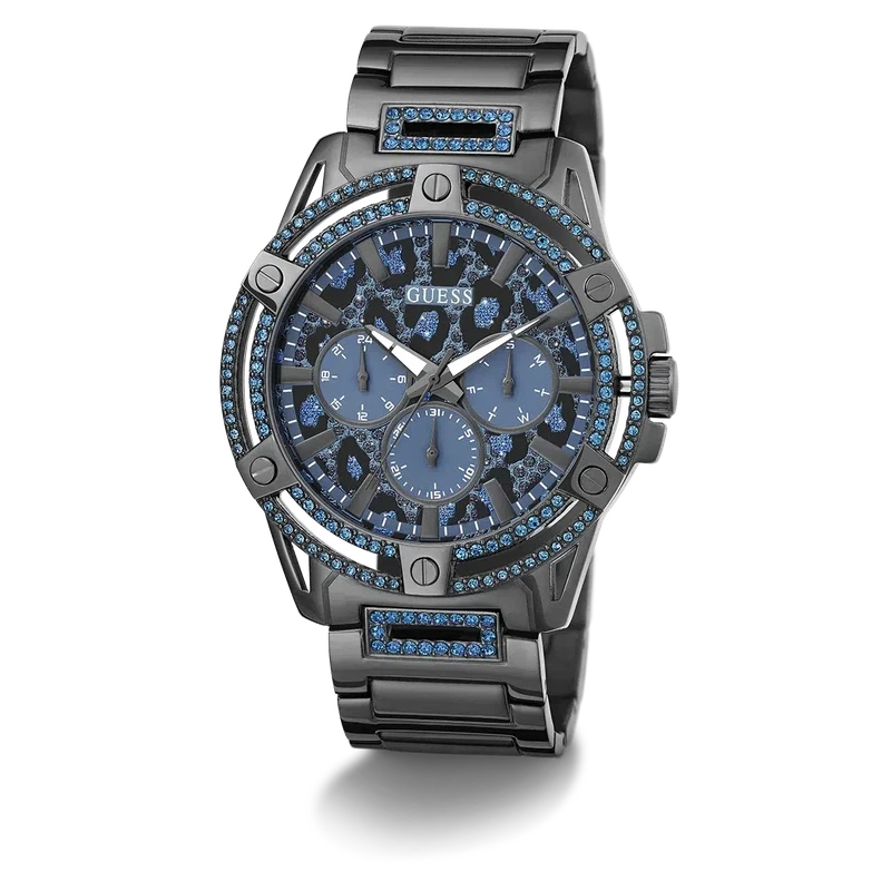 Guess King Animal Print Dial Multifunction Watch