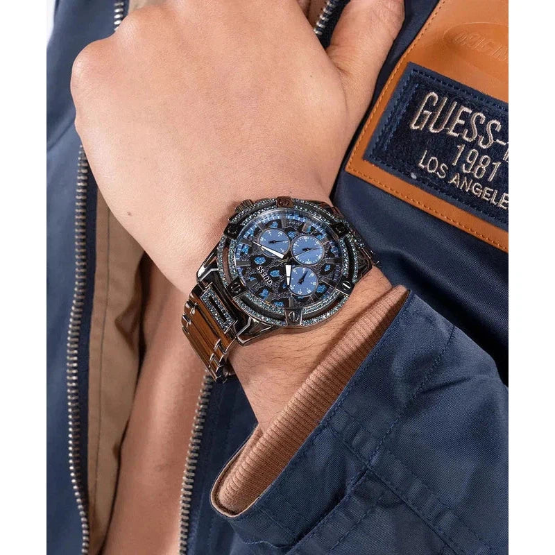 Guess King Animal Print Dial Multifunction Watch