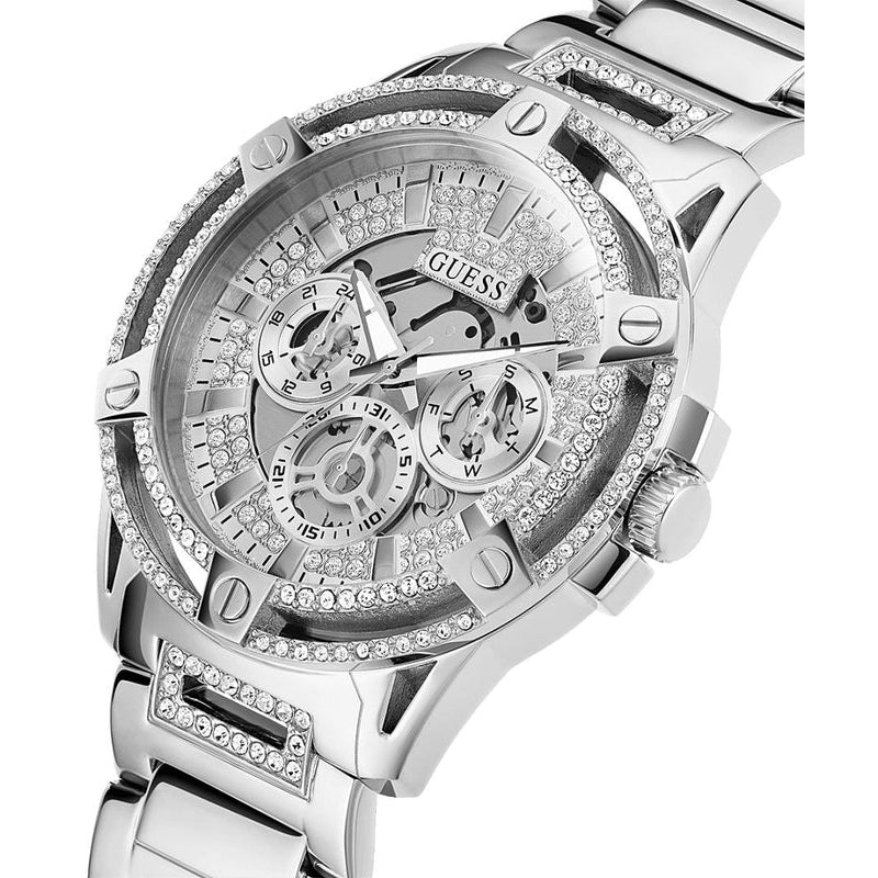 Guess King Silver Tone Multi-Function Gents Watch GW0497G1